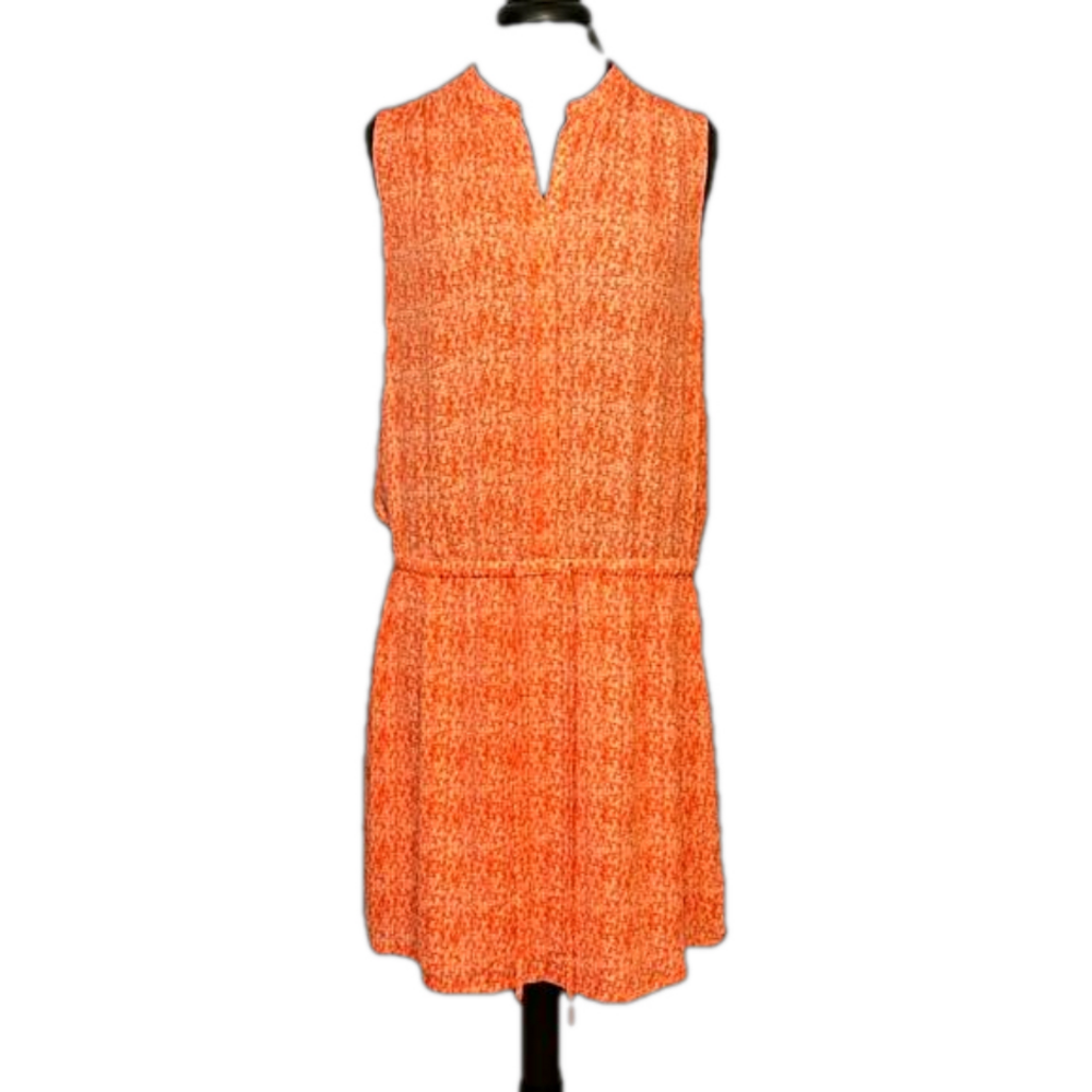 Hilary Radley Pull Tie Waist Orange & White Women’s Dress Size 12